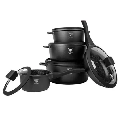 Набір каструль із силіконовими кришками Top Kitchen TK00050 ( чорний мат.) 10 предметів