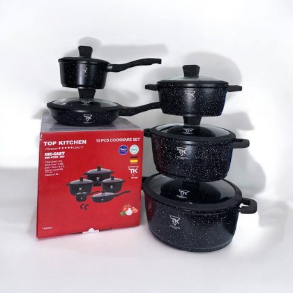 Набір каструль із силіконовими кришками Top Kitchen TK00050  (чорний) 10 предметів