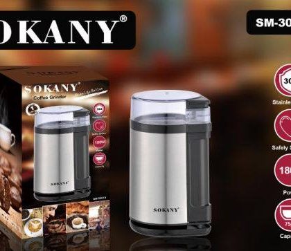 Кофемолка из нержавеющей стали для кофе и специй SOKANY SM-3001S, 180вт