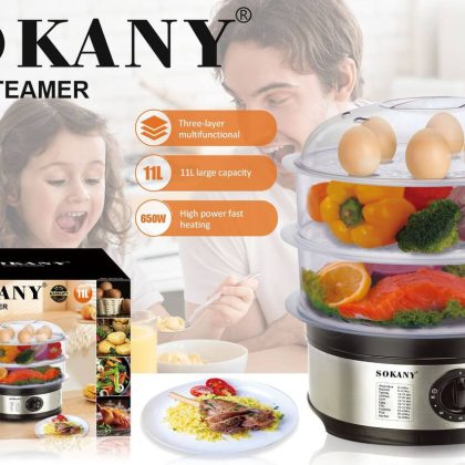 Пароварка Скороварка  електрична три рівня Sokany SK-07018  11 л