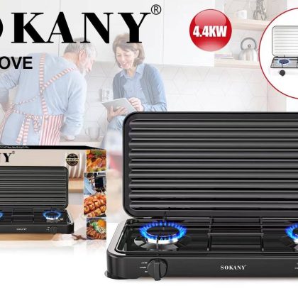 Настільна газова плита Sokany SK-6002. Двоконфоркова  4,4 кВт. (8)