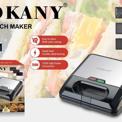 Вафельниця Бутербродниця універсальна Sokany KJ-303 3 в 1 чорно-сірий 750 Вт