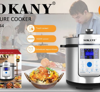 Багатофункціональна мультиварка скороварка Sokany SK-07044 з нержавіючої сталі 6 л 1500 Вт